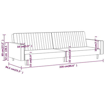 2-Seater Sofa Bed Dark Grey Velvet Payday Deals