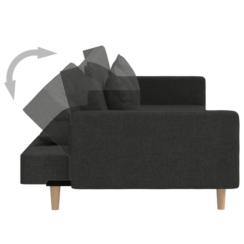 2-Seater Sofa Bed with Two Pillows Black Fabric Payday Deals