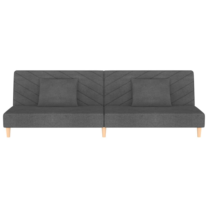 2-Seater Sofa Bed with Two Pillows Dark Grey Fabric Payday Deals