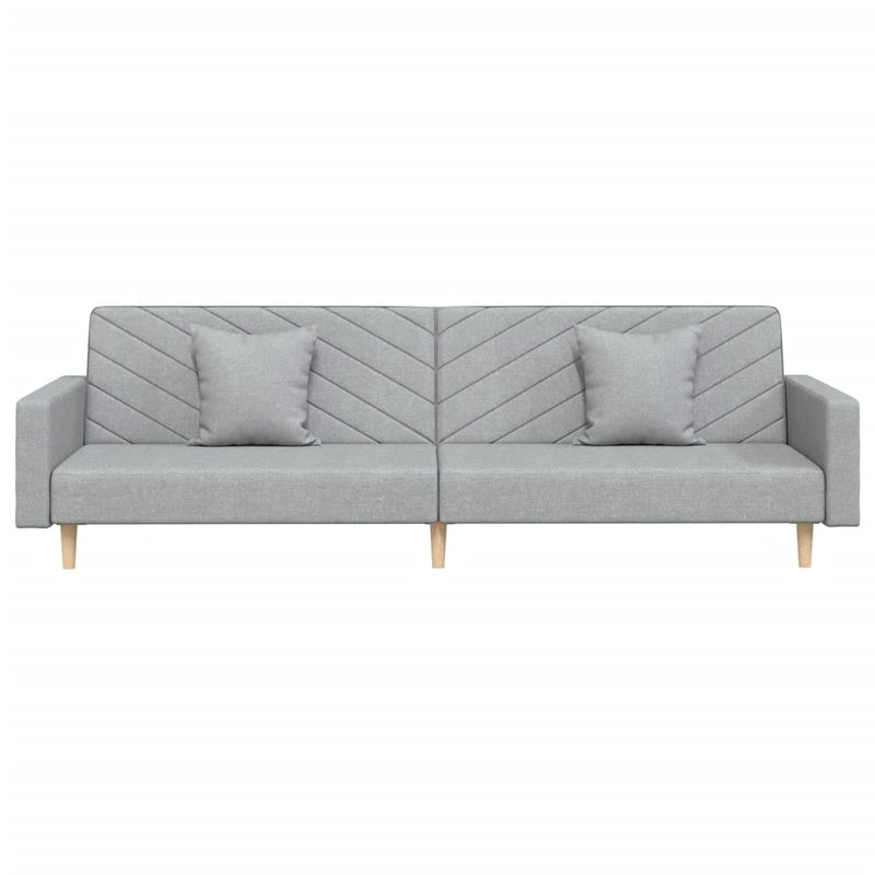 2-Seater Sofa Bed with Two Pillows Light Grey Fabric Payday Deals