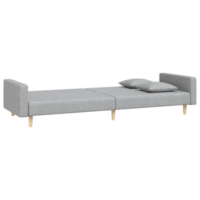 2-Seater Sofa Bed with Two Pillows Light Grey Fabric Payday Deals