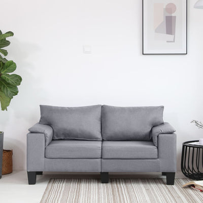 2-Seater Sofa Light Grey Fabric