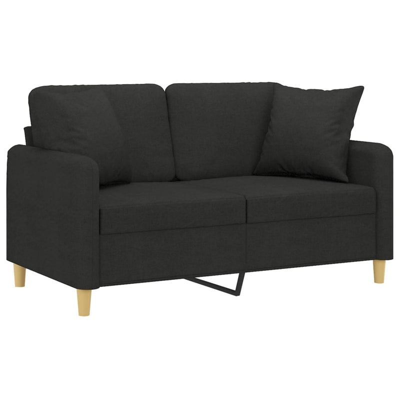 2-Seater Sofa with Throw Pillows Black 120 cm Fabric Payday Deals