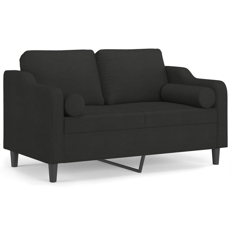 2-Seater Sofa with Throw Pillows Black 120 cm Fabric Payday Deals