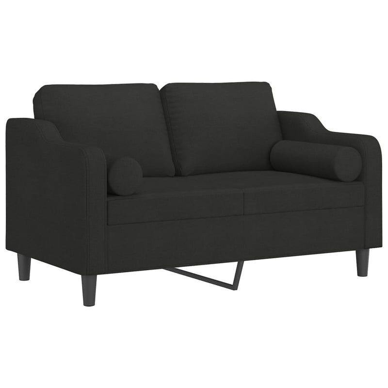 2-Seater Sofa with Throw Pillows Black 120 cm Fabric Payday Deals