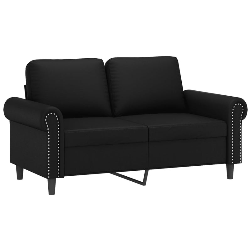 2-Seater Sofa with Throw Pillows Black 120 cm Faux Leather Payday Deals