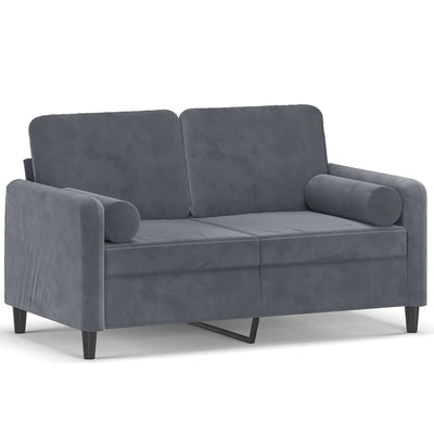 2-Seater Sofa with Throw Pillows Dark Grey 120 cm Velvet Payday Deals