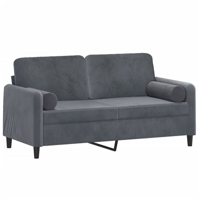 2-Seater Sofa with Throw Pillows Dark Grey 140 cm Velvet Payday Deals