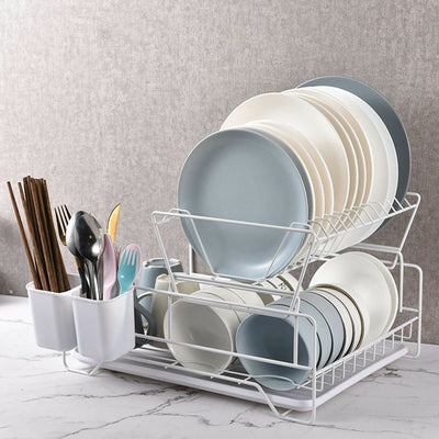 2 Tier Dish Drainer with Cutlery Holder Black Payday Deals