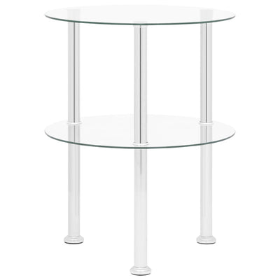 2-Tier Side Table Transparent 38 cm Tempered Glass Payday Deals