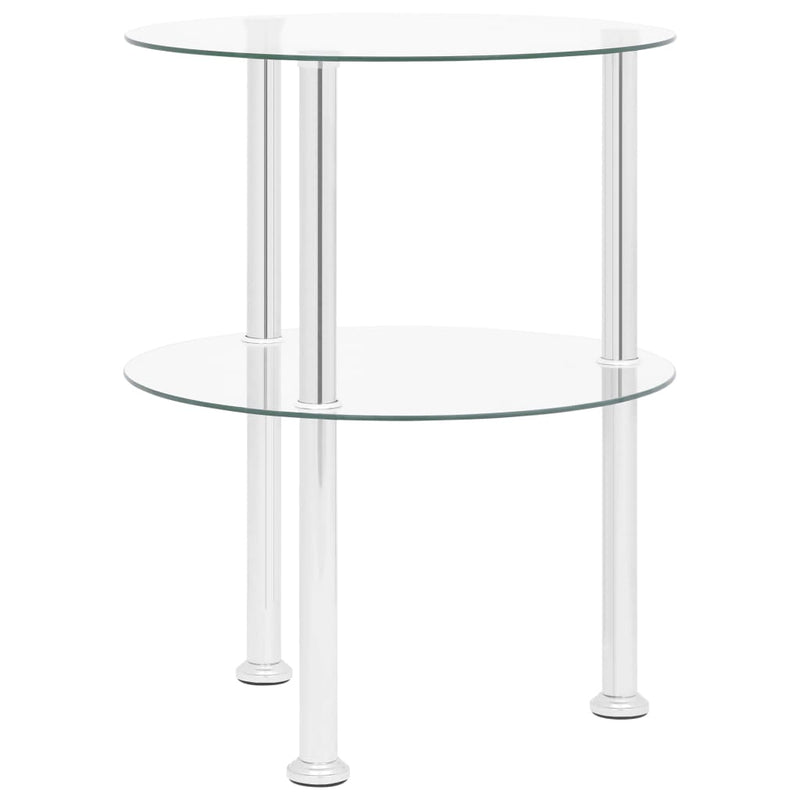 2-Tier Side Table Transparent 38 cm Tempered Glass Payday Deals