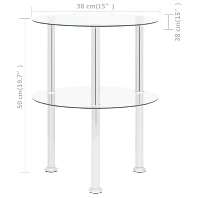 2-Tier Side Table Transparent 38 cm Tempered Glass Payday Deals