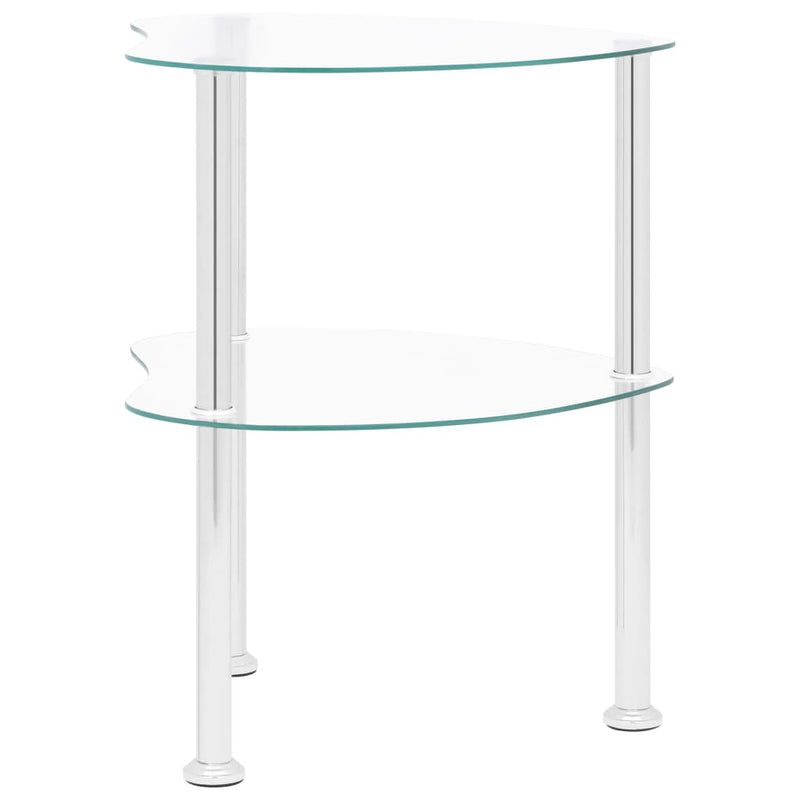 2-Tier Side Table Transparent 38x38x50 cm Tempered Glass Payday Deals