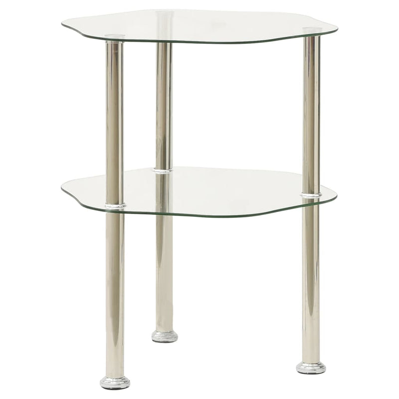 2-Tier Side Table Transparent 38x38x50 cm Tempered Glass Payday Deals
