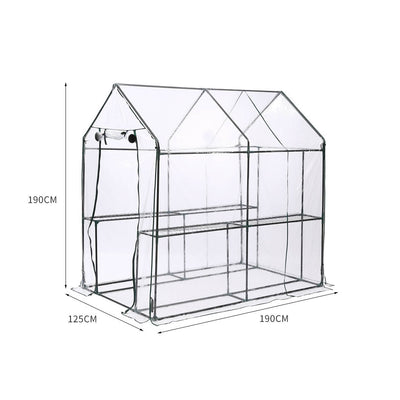 2 Tier Walk In Greenhouse Garden Shed PVC Cover Film Tunnel Green House Plant Payday Deals