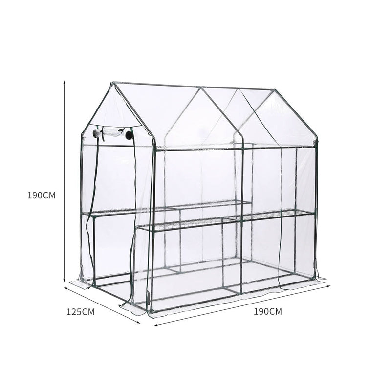 2 Tier Walk In Greenhouse Garden Shed PVC Cover Film Tunnel Green House Plant Payday Deals