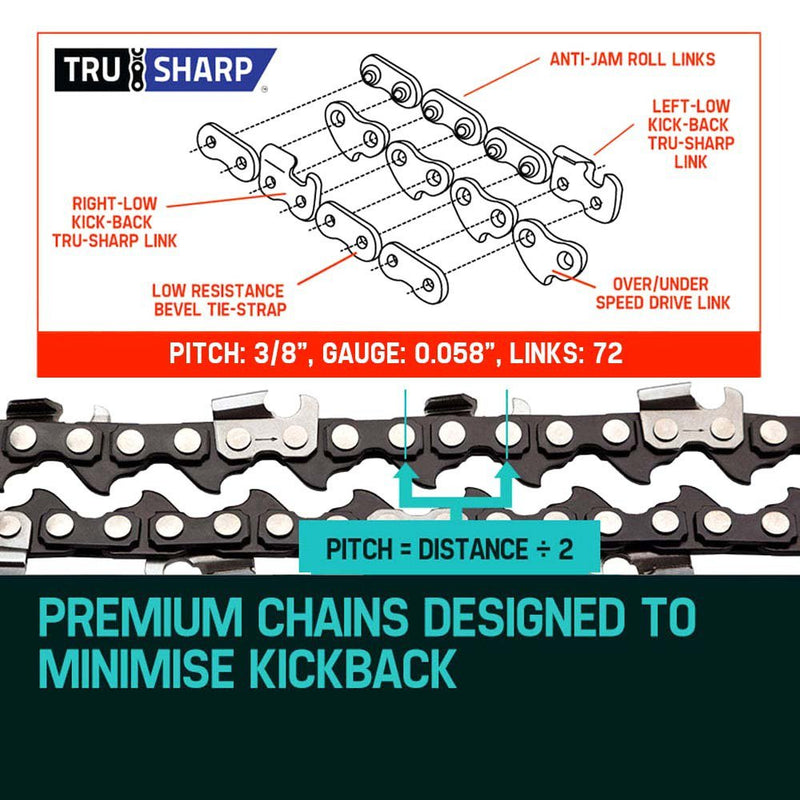 2 X 18 Baumr-AG Chainsaw Chain 18in Bar Replacement Suits SX45 45CC Saws Payday Deals