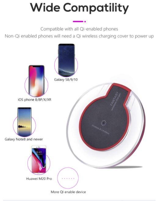 2 x Cedrix QI USB Wireless Chargers | Portable Lightweight | Ultra-Slim | Sleek Circular Disk Payday Deals