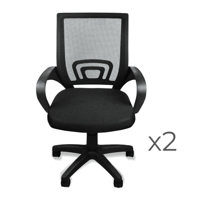 2 x Ergonomic Mesh Computer Home Office Desk Midback Task Black Adjustable Chair Payday Deals