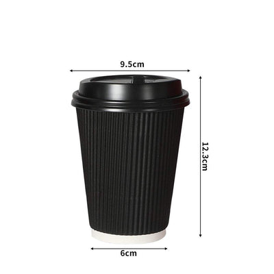 200 Pcs 16oz Disposable Takeaway Coffee Paper Cups Triple Wall Take Away w Lids Payday Deals