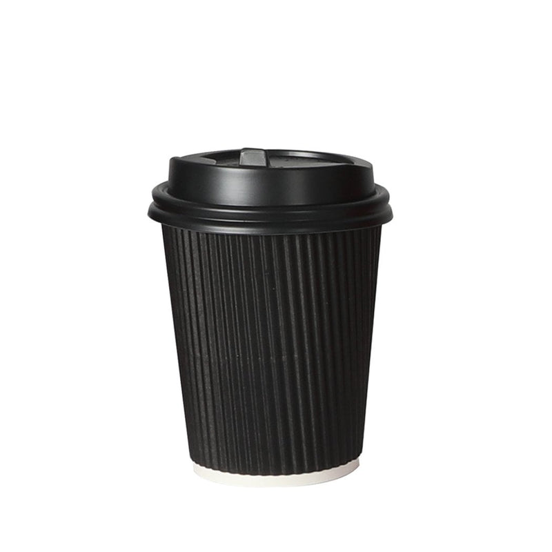 200 Pcs 8oz Disposable Takeaway Coffee Paper Cups Triple Wall Take Away w Lids Payday Deals