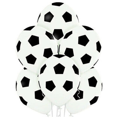 Soccer Balls Black & White Latex Balloons 12 Pack
