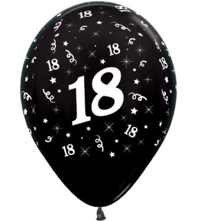 18th Birthday Black Metallic Balloons 25 Pack