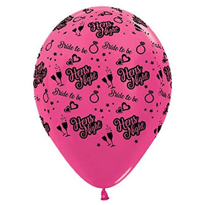 Hens Night Bride to Be Metallic Fuchsia Pink Latex Balloons 6 Pack