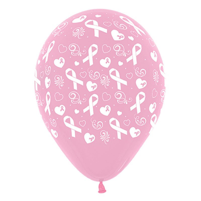 Pink Ribbon Fashion Pink Latex Balloons 6 Pack