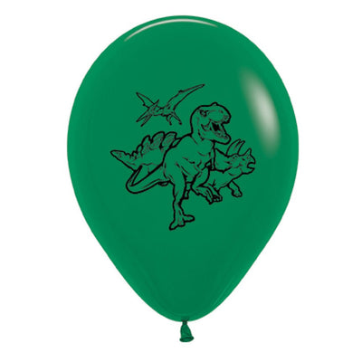 Dinosaur Fashion Forest Green Latex Balloons 6 Pack