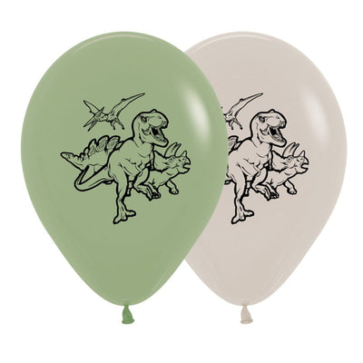Dinosaurs Fashion Eucalyptus & White Sand Latex Balloons 25 Pack