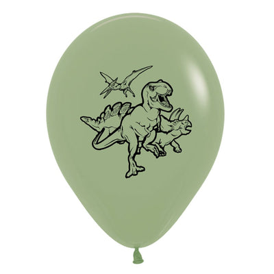 Dinosaur Fashion Eucalyptus Green Latex Balloons 6 Pack