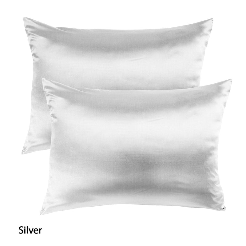MULBERRY SILK PILLOW CASE TWIN PACK - SIZE: 51X76CM - SILVER - Payday Deals