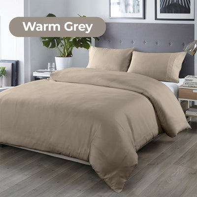 Royal Comfort Blended Bamboo Quilt Cover Sets -Warm Grey-Double - Payday Deals