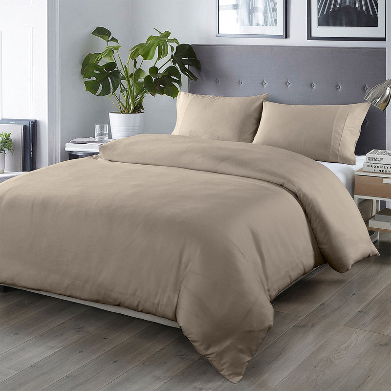 Royal Comfort Blended Bamboo Quilt Cover Sets -Warm Grey-Queen - Payday Deals