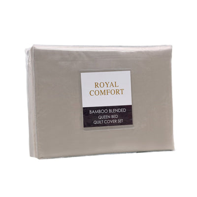 Royal Comfort Blended Bamboo Quilt Cover Sets -Warm Grey-Queen - Payday Deals