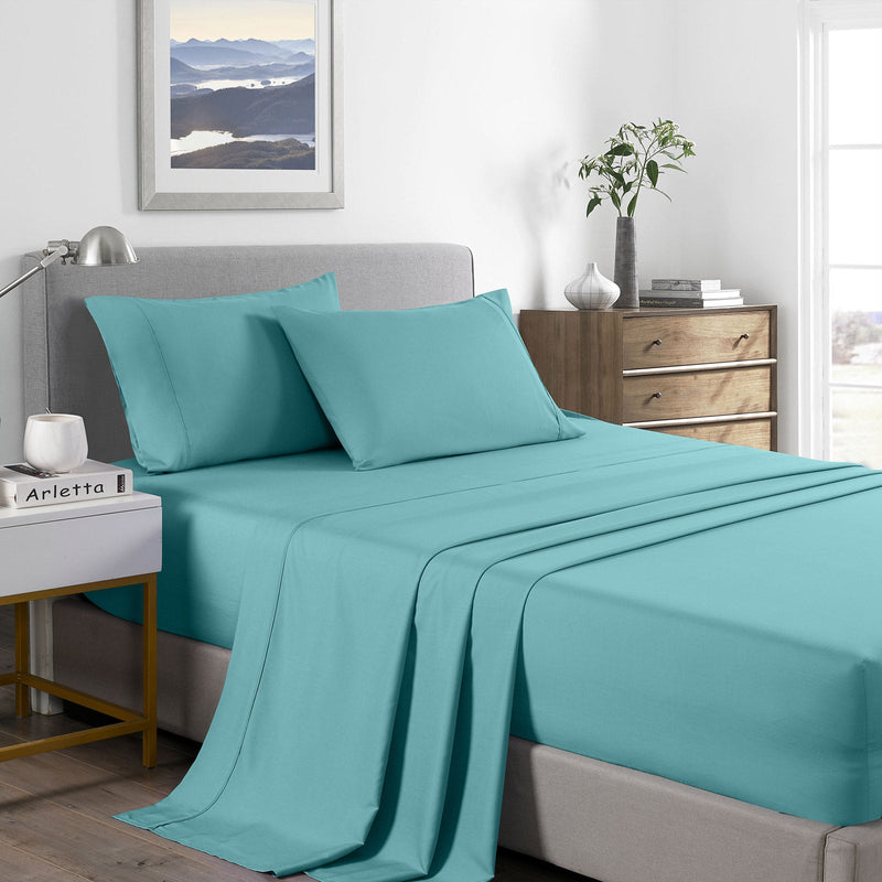 Royal Comfort Bamboo Cooling 2000TC Sheet Set - King Single-Aqua