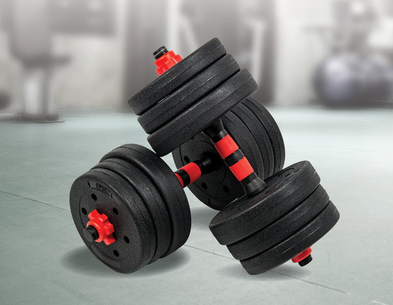 20kg Adjustable Rubber Dumbbell Set Barbell Home GYM Exercise Weights Payday Deals