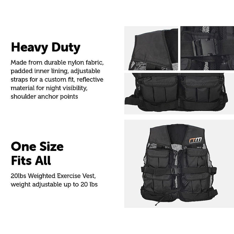 20LBS Weighted Weight Gym Exercise Training Sport Vest Payday Deals