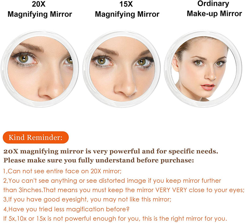 20X Magnifying Hand Mirror Two Sided Use for Makeup Application, Tweezing, and Blackhead/Blemish Removal (12,5 cm) Payday Deals