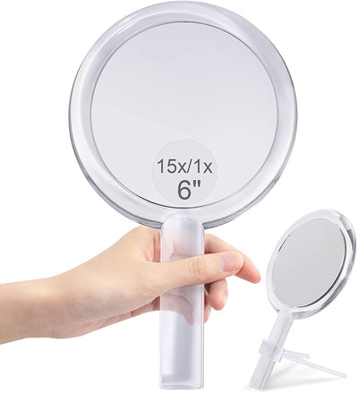 20X Magnifying Hand Mirror Two Sided Use for Makeup Application, Tweezing, and Blackhead/Blemish Removal (15 cm Silver) Payday Deals