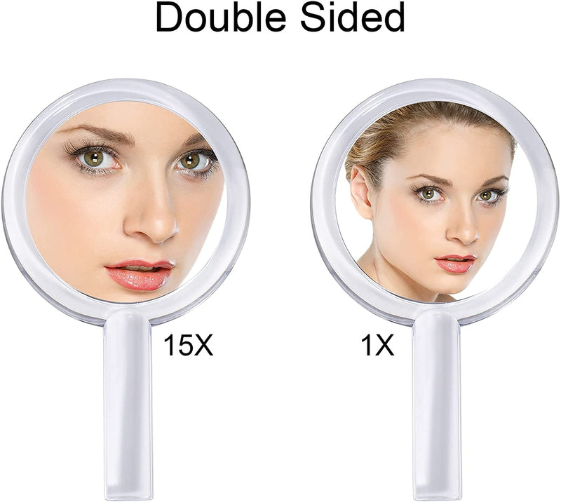 20X Magnifying Hand Mirror Two Sided Use for Makeup Application, Tweezing, and Blackhead/Blemish Removal (15 cm Silver) Payday Deals