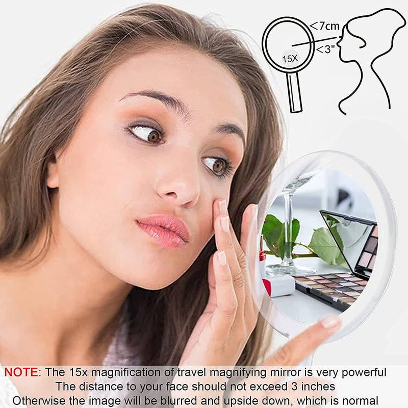 20X Magnifying Hand Mirror Two Sided Use for Makeup Application, Tweezing, and Blackhead/Blemish Removal (15 cm Silver) Payday Deals