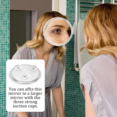 20X Magnifying Hand Mirror with Suction Cups Use for Makeup Application, Tweezing, and Blackhead/Blemish Removal (15 cm White) Payday Deals