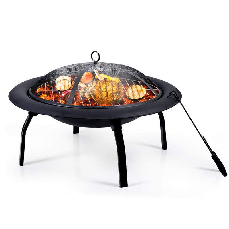 22" Portable Outdoor Fire Pit BBQ Grail Camping Garden Patio Heater Fireplace Payday Deals