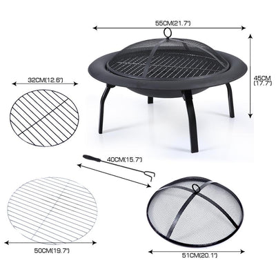 22" Portable Outdoor Fire Pit BBQ Grail Camping Garden Patio Heater Fireplace Payday Deals