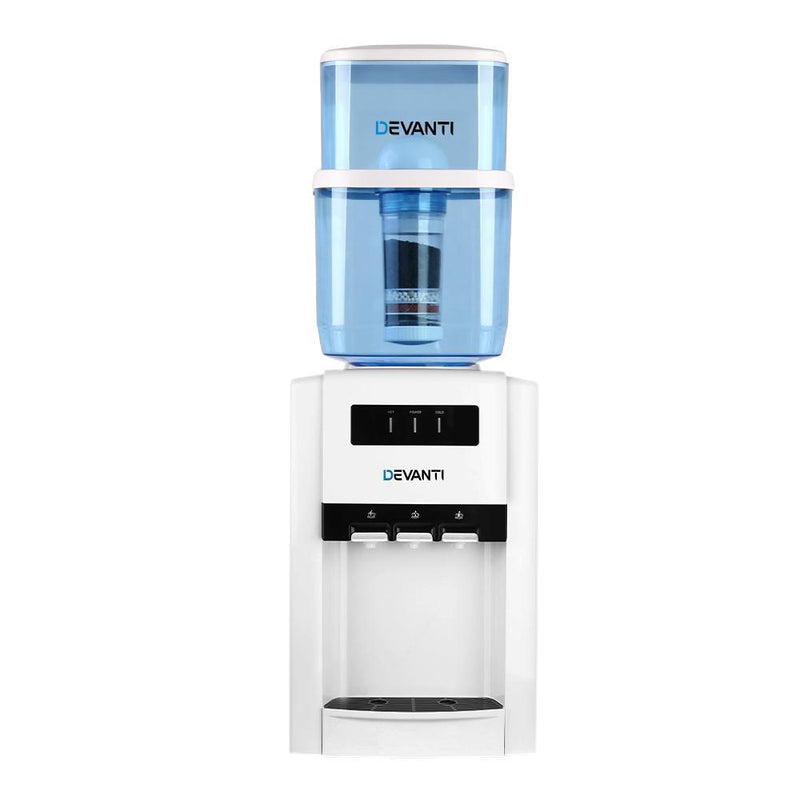 Devanti 22L Bench Top Water Cooler Dispenser Filter Purifier Hot Cold Room Temperature Three Taps Payday Deals