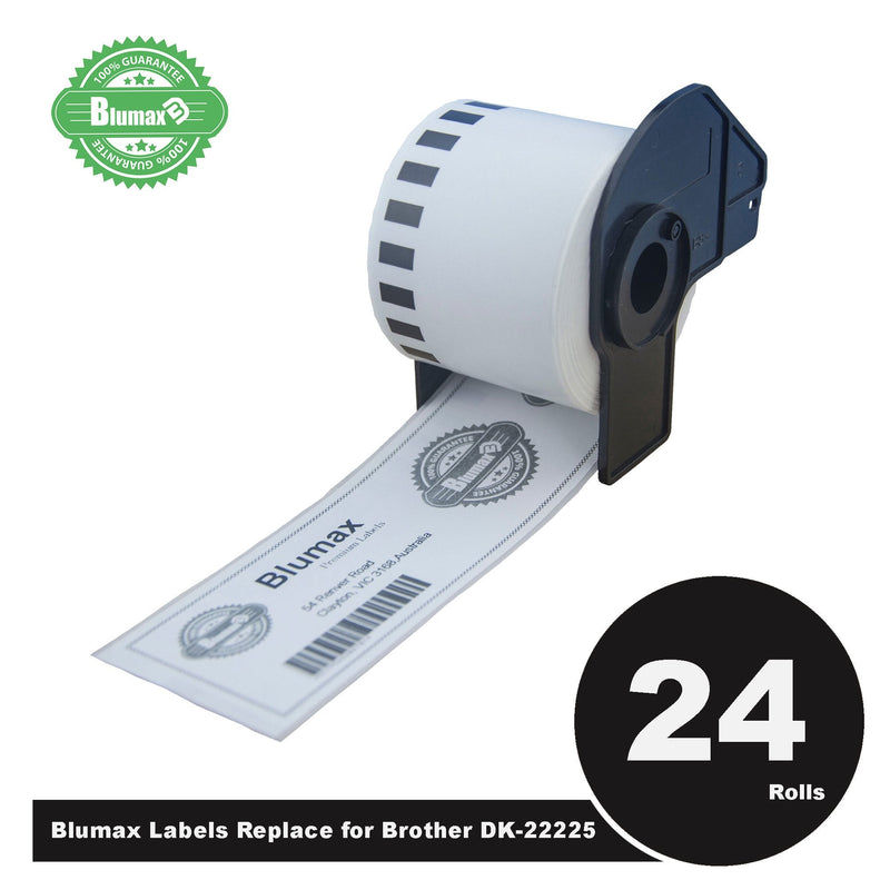24 Pack Blumax Alternative White labels for Brother DK-22225 38mm x 30.48m Continuous Length Payday Deals