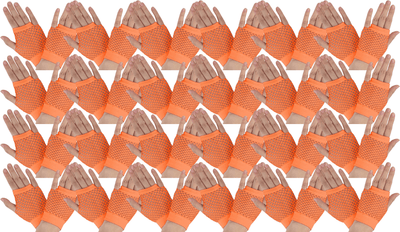 24 Pair Fishnet Gloves Fingerless Wrist Length 70s 80s Costume Party - Orange