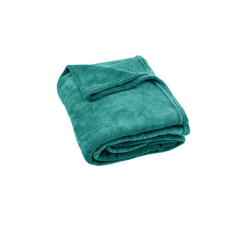 240GSM Urban Ultra Soft Coral Fleece Throw Rug 120 x 150cm Emerald Green Payday Deals